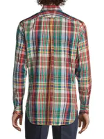 Madras Plaid Button-Up Shirt