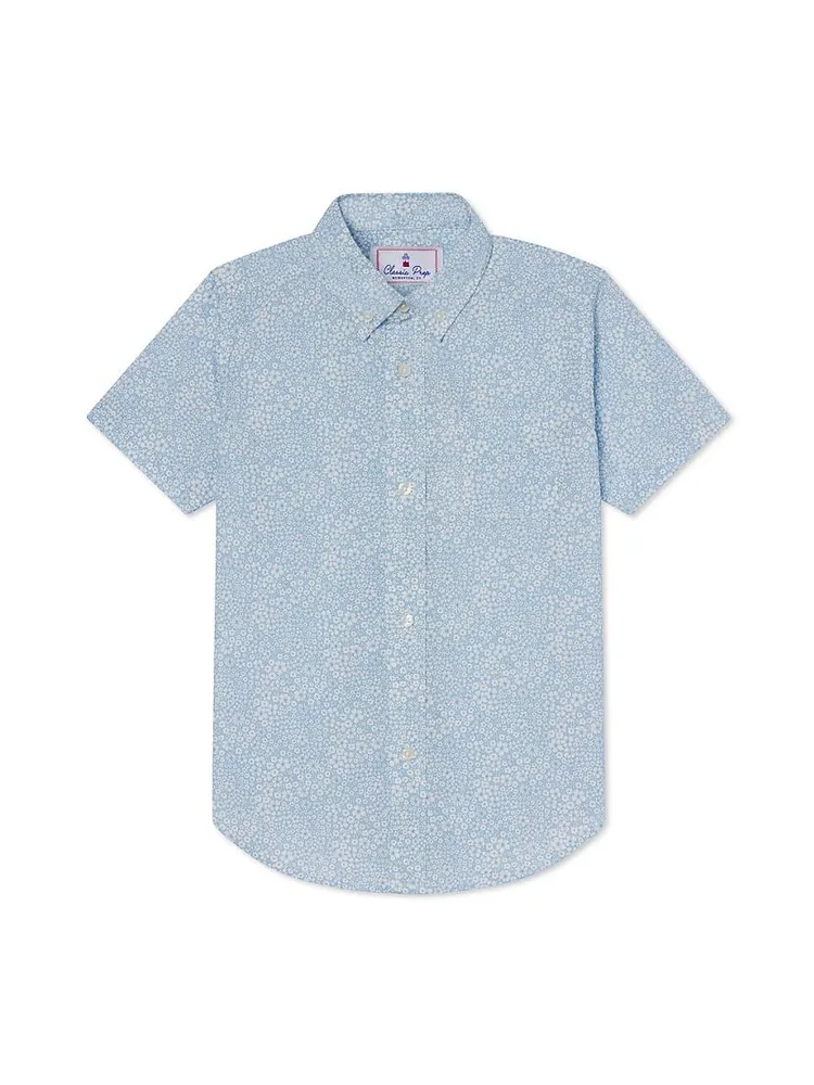 Little Boy's & Owen Liberty Poplin Short-Sleeve Button-Up Shirt