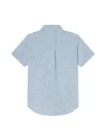 Little Boy's & Owen Liberty Poplin Short-Sleeve Button-Up Shirt