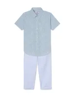 Little Boy's & Owen Liberty Poplin Short-Sleeve Button-Up Shirt