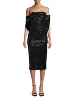 Loulou Sequined Bow-Back Midi-Dress