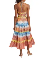 Roberta Tie-Dye Tiered Midi-Dress