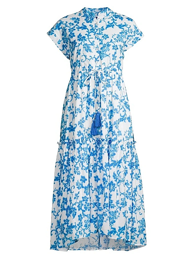Mumi Printed Drawstring Midi-Dress