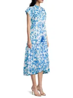 Mumi Printed Drawstring Midi-Dress