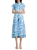 Mumi Printed Drawstring Midi-Dress