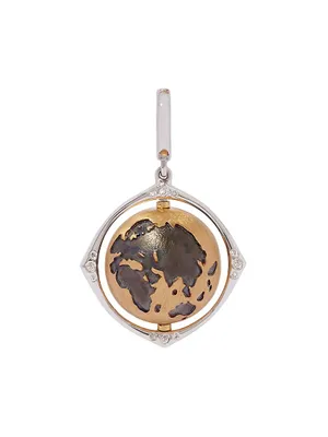 Mythology 18K Yellow, Black Rhodium & 0.08 TCW Diamond Spinning Globe Charm