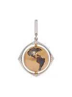 Mythology 18K Yellow, Black Rhodium & 0.08 TCW Diamond Spinning Globe Charm