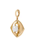 Mythology 18K Yellow Gold, Pearl & 0.12 TCW Diamonds Mini Moon Charm Pendant