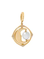 Mythology 18K Yellow Gold, Pearl & 0.12 TCW Diamonds Mini Moon Charm Pendant