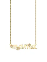 14K Gold & Diamond Mama Daisy Script Necklace
