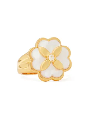 Heritage Bloom Goldtone & Mother-Of-Pearl Signet Ring