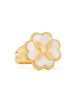 Heritage Bloom Goldtone & Mother-Of-Pearl Signet Ring