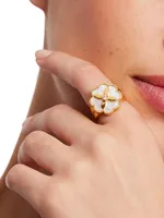 Heritage Bloom Goldtone & Mother-Of-Pearl Signet Ring