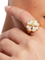 Heritage Bloom Goldtone & Mother-Of-Pearl Signet Ring