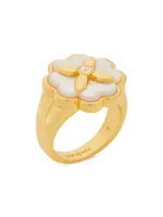 Heritage Bloom Goldtone & Mother-Of-Pearl Signet Ring