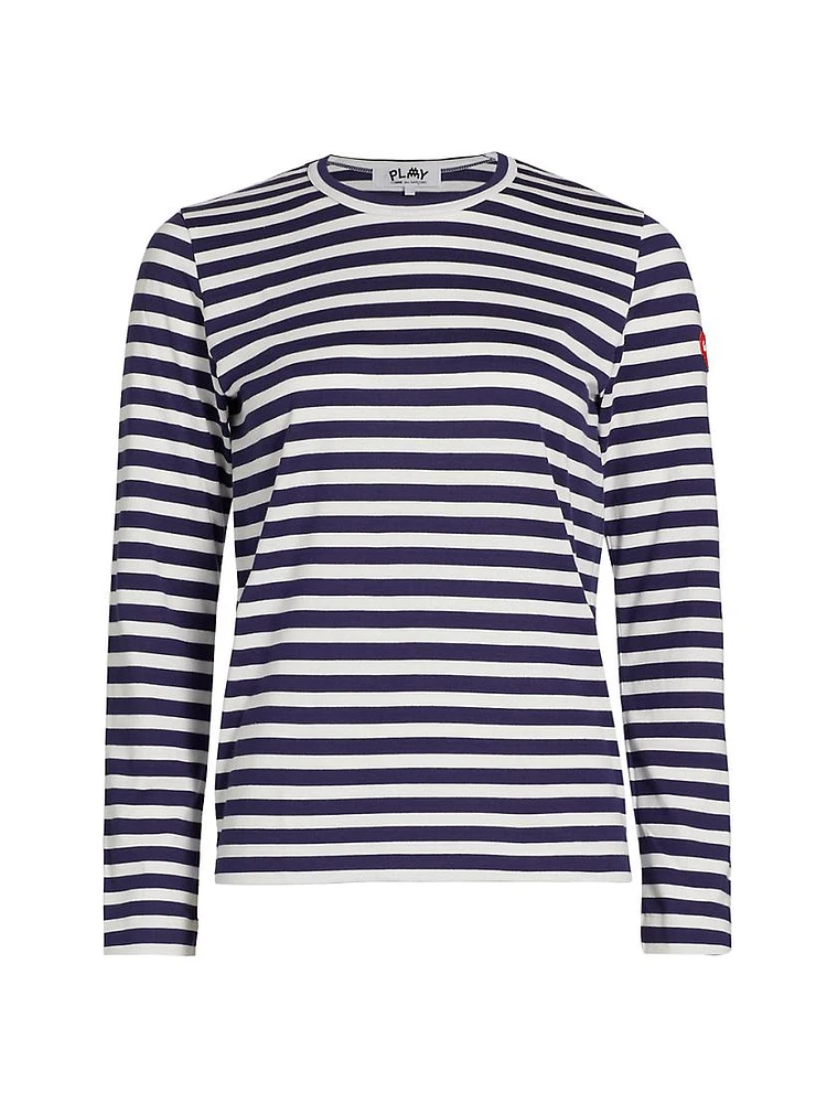 Long-Sleeve Striped Cotton T-Shirt