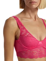 Satin & Lace Longline Underwire Bra