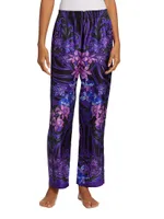 Floral-Printed Silk Pajama Pants