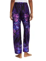 Floral-Printed Silk Pajama Pants