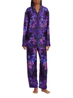 Floral-Printed Silk Pajama Pants