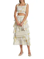 Adaline Floral-Printed Tiered Midi Skirt