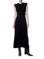 Belted Bias-Cut Midi-Dress