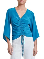 Raven Ruched Silk Blouse