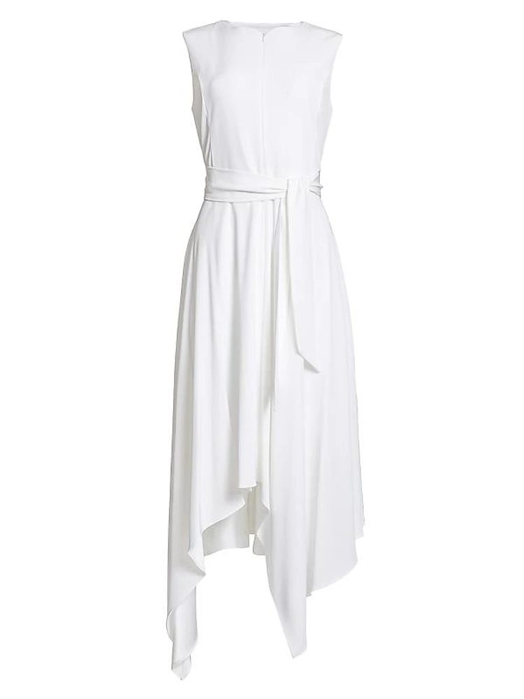 Natasha Belted Asymmetric Maxi Dress