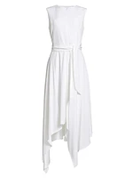 Natasha Belted Asymmetric Maxi Dress