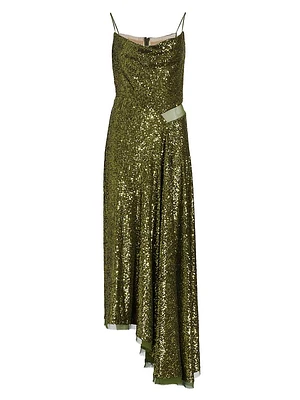 Asymetric Sequin & Chiffon Slipdress