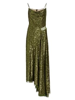 Asymetric Sequin & Chiffon Slipdress