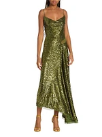 Asymetric Sequin & Chiffon Slipdress