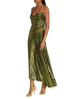 Asymetric Sequin & Chiffon Slipdress