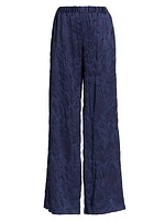 Cloque Jacquard Wide-Leg Pants