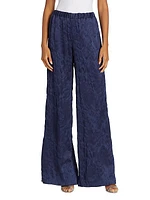 Cloque Jacquard Wide-Leg Pants