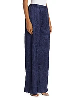 Cloque Jacquard Wide-Leg Pants