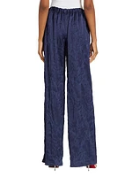 Cloque Jacquard Wide-Leg Pants