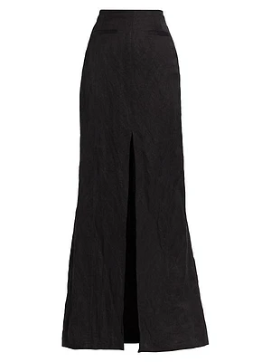 Front-Slit Crinkle Maxi Skirt