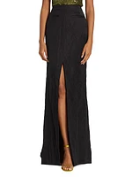 Front-Slit Crinkle Maxi Skirt