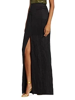 Front-Slit Crinkle Maxi Skirt