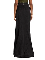 Front-Slit Crinkle Maxi Skirt