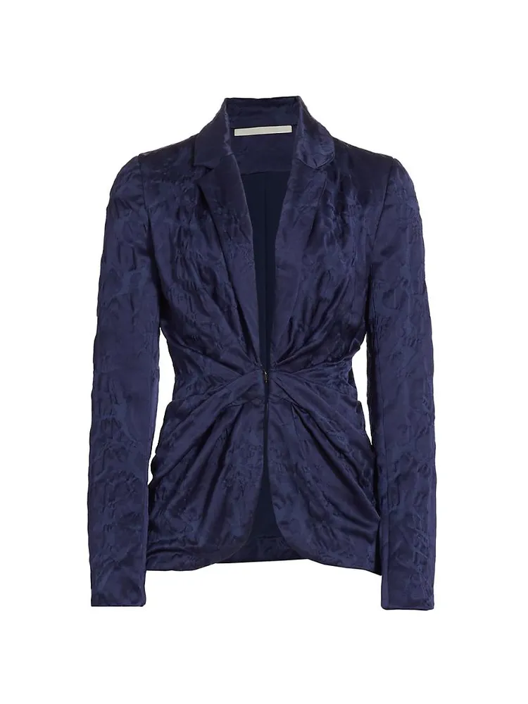 Draped Cloque Jacquard Blazer