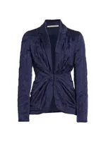 Draped Cloque Jacquard Blazer