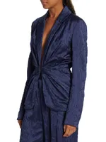 Draped Cloque Jacquard Blazer