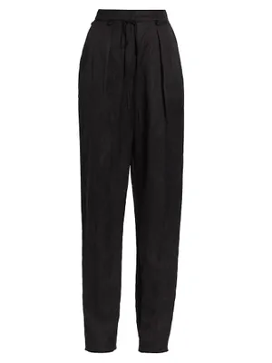 Straight-Leg Linen-Blend Pants