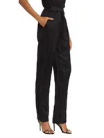 Straight-Leg Linen-Blend Pants