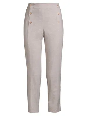 Straight-Leg Linen-Blend Sailor Pants