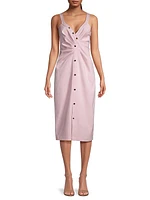 Ruched Button-Front Sheath Dress