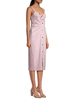 Ruched Button-Front Sheath Dress