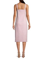 Ruched Button-Front Sheath Dress